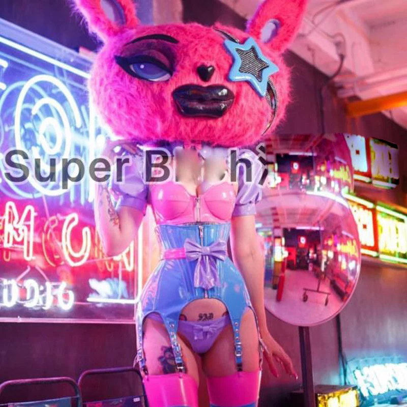 

helmet hat headwear Sexy bunny costume costume cartoon bar gogo party girl future technology cool stage show wear