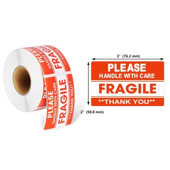 

500Pcs Fragile Sticker Handle with Care Thank You Warning Red Caution Labels Tag Goods Decoration Transport Packaging Seal Label