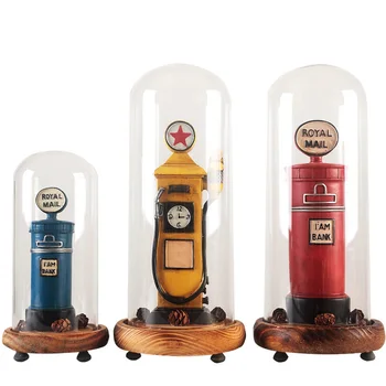 

Vintage Phonograph Mailbox With Glass Cover Miniature Model For Home Decoration Crafts Resin Ornaments Birthday Gifts Desk Decor