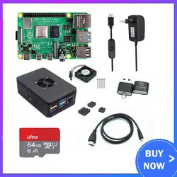 Assemblage de Raspberry de Modèle Pi 4, Boîtier, Ventilateur, Dissipateur thermique, Adaptateur secteur, Carte SD 32/64 Go, Câble Compatible avec HDMI pour RPI 4B, 2/4/8 Go 