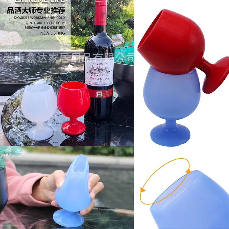 Silicone Wine Goblet Foldable Cocktail Water Cup Unbreakable Outdoor Beer BBQ Cup Champagne Whiskey Bottle Travel Festival Party