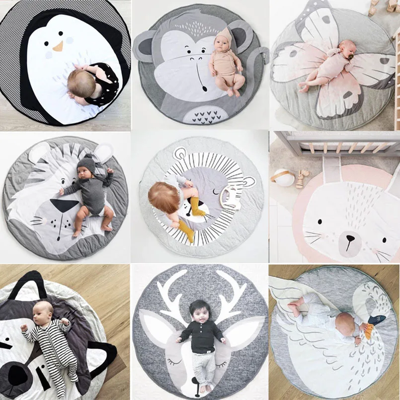 

Ins Cartoon Baby Play Mats Pad Toddler Kids Crawling Blanket Round Carpet Rug Toys play Mat For baby Room Decor Photo Props toys