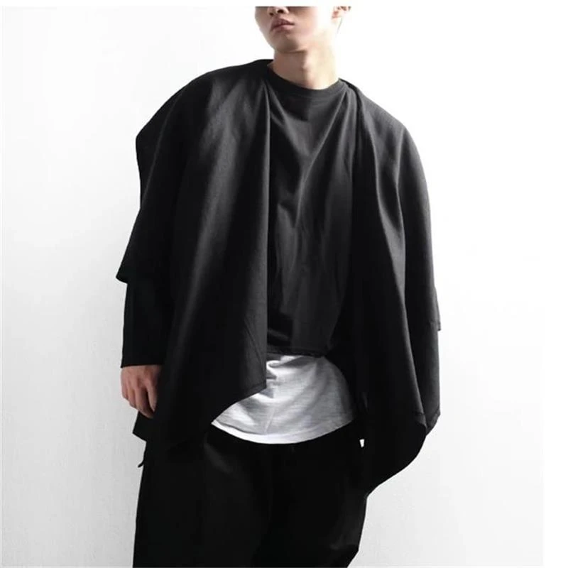 Men's Windbreaker Coat Spring And Autumn New Irregular Personality Cape Catwalk Cardigan Large Size Coat