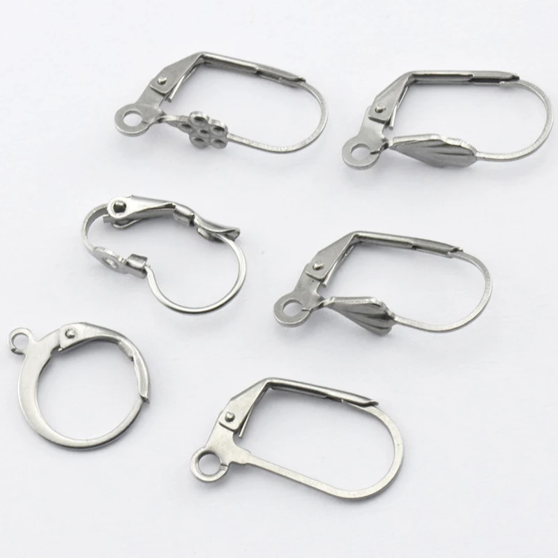 20pcs Stainless Steel French Earring Lever Back Ear Wire Hoop Open Loop Leverback  Earring Hooks for