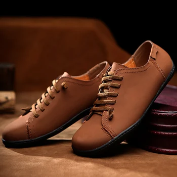 

2020 Spring Autumn Youth Men Casual Footwear Black Casual Comfortable For Male Comfortable Men Flats Shoes Leather Shoes