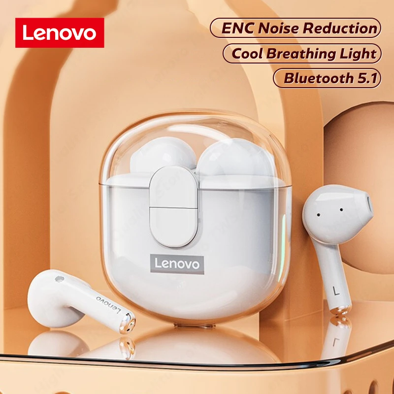  Беспроводные Bluetooth-наушники Lenovo LP12 с двумя микрофонами, ENC, шумоподавлением, TWS, Bluetooth 5,1, наушники-вкладыши с сенсорным управлением 