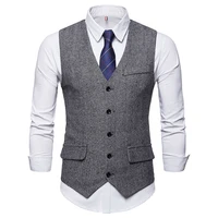 Manteau en GlaWaistcoat à Simple Boutonnage pour Homme, Vêtement Décontracté et Intelligent, à la Mode, Formel, à Col en V, pour Mariage 3