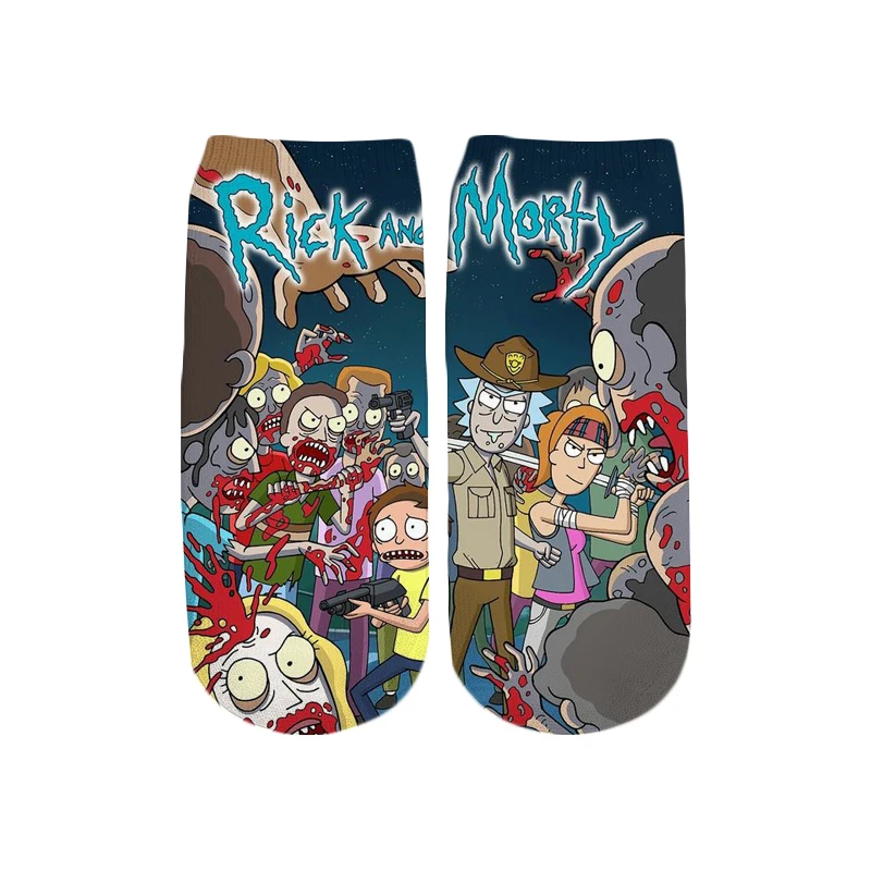 PLstar Cosmos/Новинка года; милые короткие носки с 3D принтом с героями мультфильмов Rick and Morty для мужчин и женщин; корейские носки в стиле Харадзюку; WZ = 145 - Цвет: color as the picture