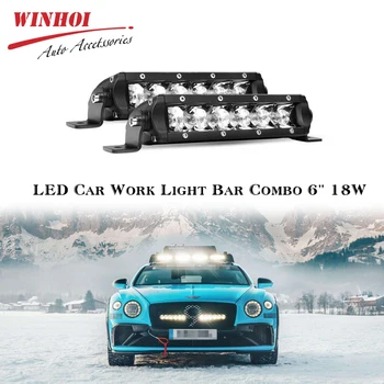 

LED Car Work Light Bar 12V 6" 18W LED Lights Bar Work Light Combo Spotlight Offroad Fog Driving Lamp Waterproof Adjustable Lamps
