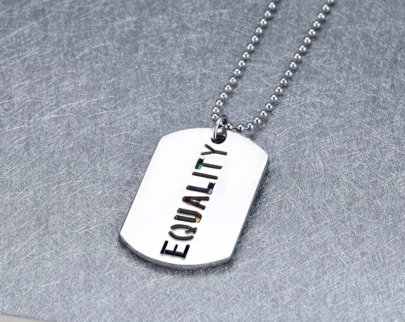 Goede FXM VNN1 rvs ketting hot verkopen populaire enkele vrouwen 47mm hanger schrijven gelijkheid gift vrouwen sieraden