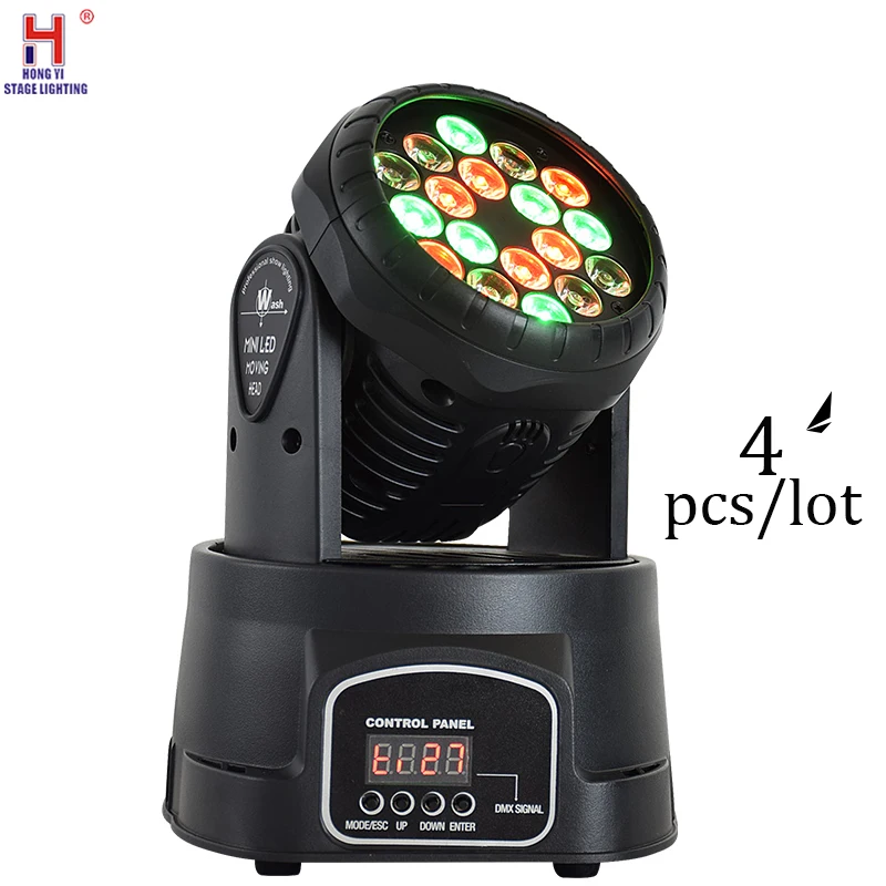

18x3W DJ Lights RGB LED Moving Head Light Strobe Effect Wash Light DMX Stage Light For Wedding Party Disco Lights (4pcs/lot)