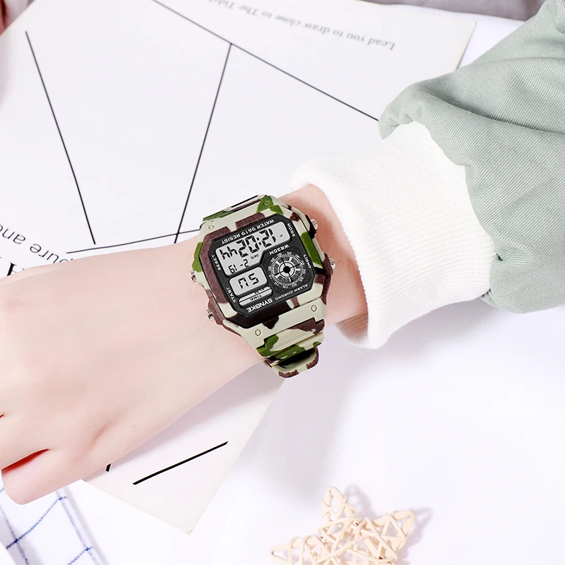 SYNOKE детские цифровые часы для мальчиков и девочек светодиодные электронные уличные военные спортивные часы 3 м водонепроницаемые наручные часы для детей