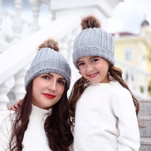 Зимняя шапка, шарф, вязаная шапка для родителей и детей, костюм с шарфом, Милая зимняя шапка для младенцев, комплект с шарфом для мужчин и женщин, Теплая Вязаная Шапка-бини