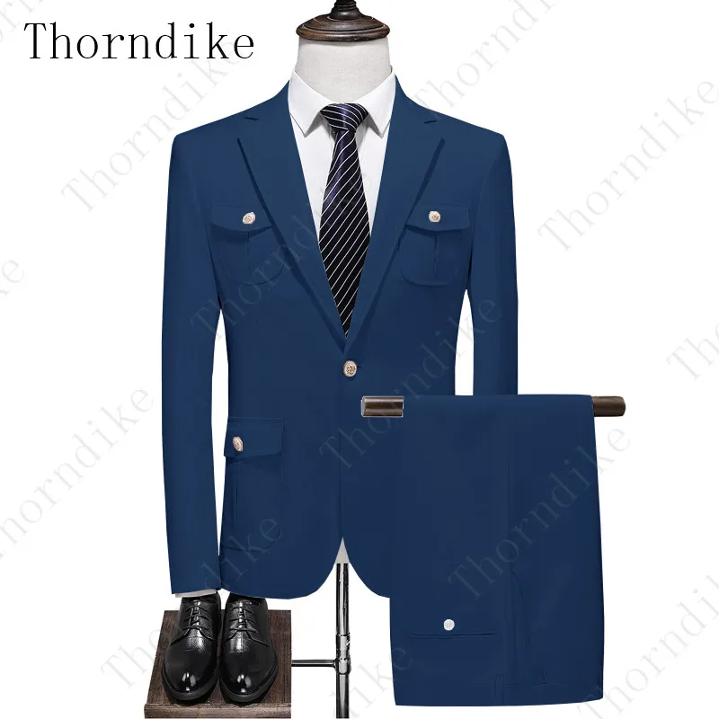 Thorndike Tide мужские красочные модные свадебные костюмы размера плюс 5XL желтый розовый зеленый синий фиолетовый костюмы пиджак и брюки смокинги - Цвет: suit 21