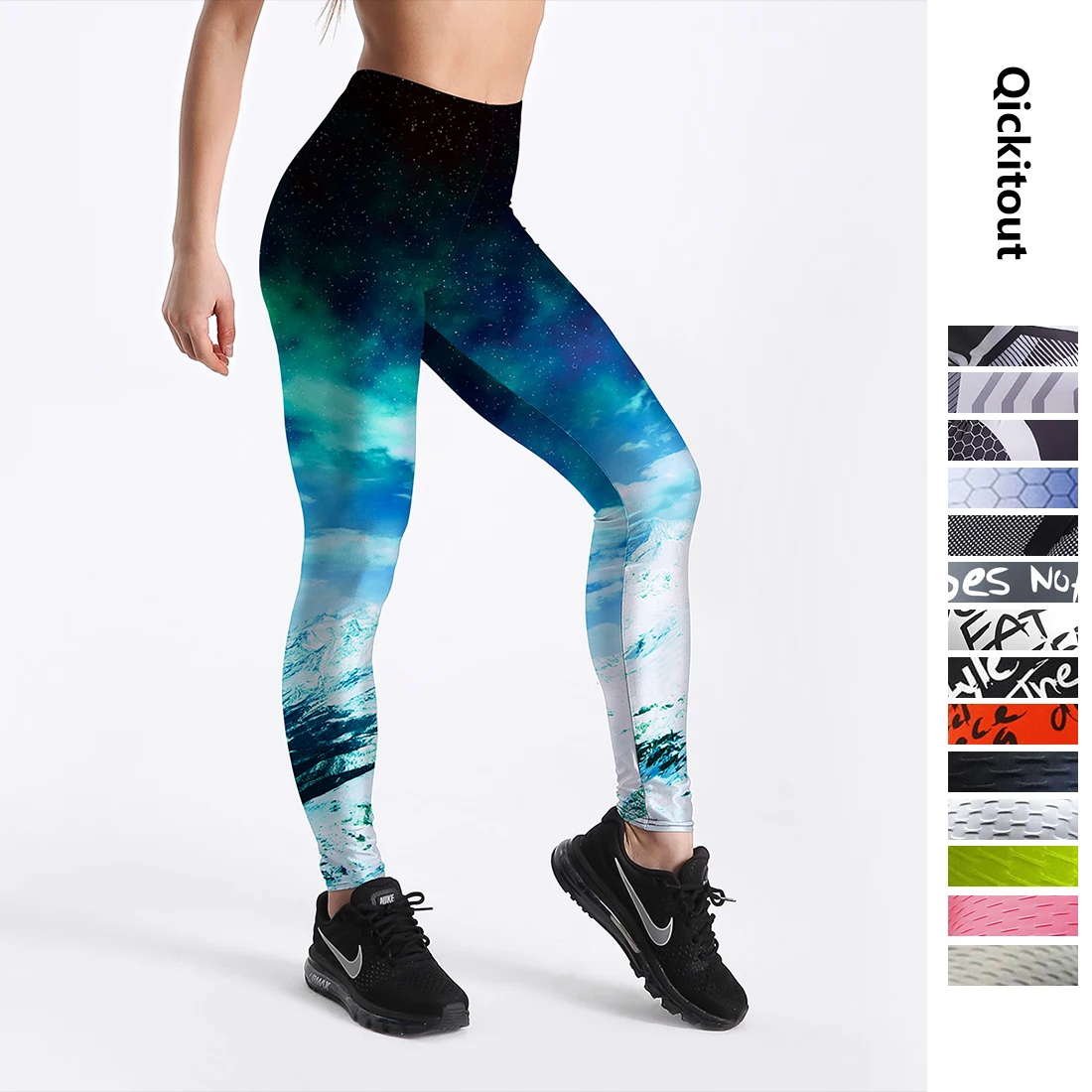 Mallas con impresiones digitales para mujer, leggins para verano con estampado digital de hielo y nieve, perfecto para gimnasio, S106-703