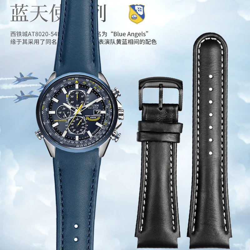 Del Sur De Dios Pack para poner Correa de cuero genuino para reloj Citizen Blue Angel AT8020 03L, Jy8085,  22, 23mm|Correas de reloj| - AliExpress
