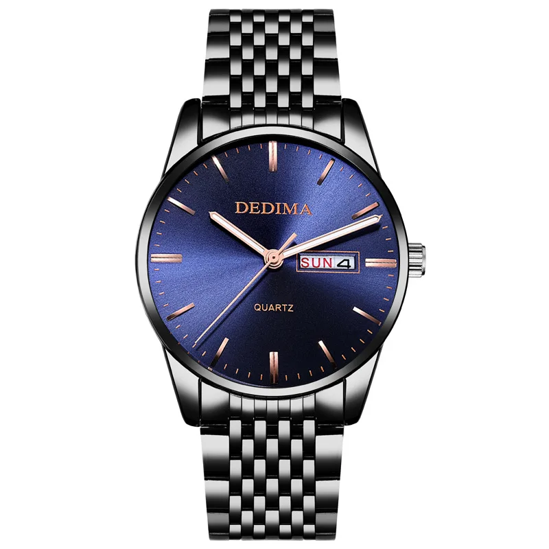 

KINGNUOS Top Brand Fashion Hot Selling Steel Mesh Waterproof Men Women Watch Ultra-thin Double Calendar Students Wristwatches
