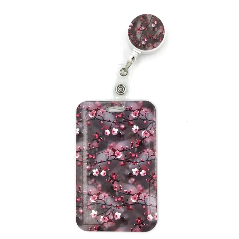 Милая мультяшная визитница для кредитных карт с цветком сливы шнурок женщин