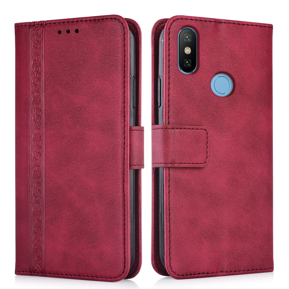 Роскошный кожаный чехол-бумажник с откидной крышкой для Xiaomi Redmi 6 Pro Магнитный