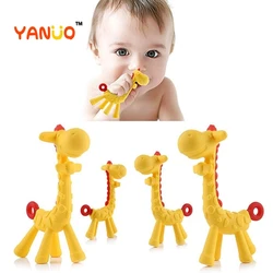 YANUO Cute Yellow Giraffe Pacifiers Spot Full Silicone Toy Teether Baby Toys Food Grade Silicone Molar Stick Silicone BPA Free