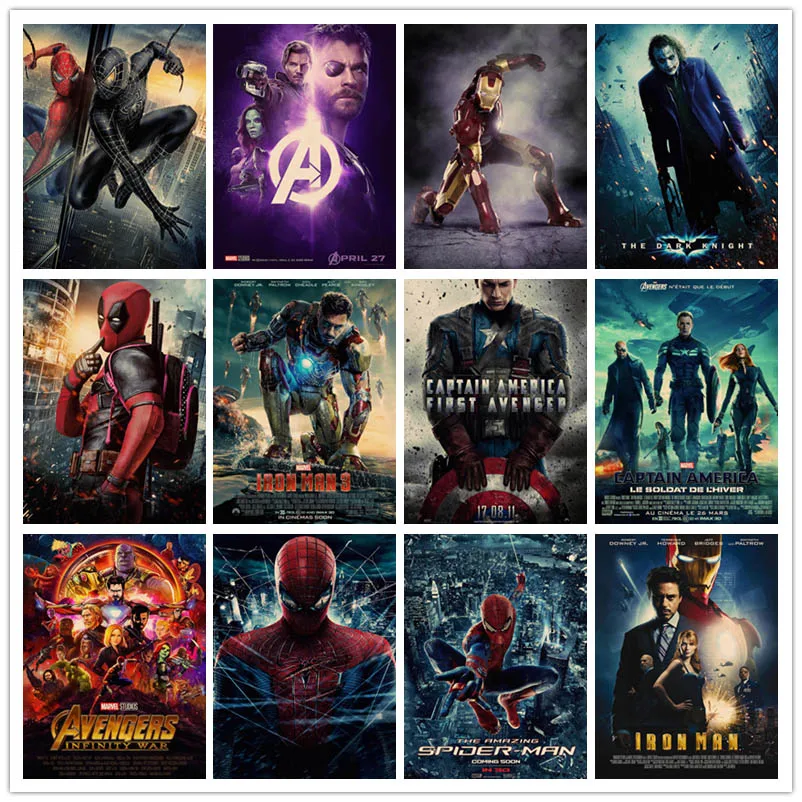 

Perfect JL Marvel Series Poster Avengers Infinity War Home Retro Poster Kraft Drawing core Wall stickers JQMH01