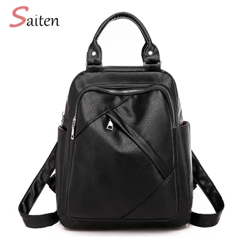 

Women 's backpack 2020 spring new fashion wild quality soft leather leisure travel large capacity black color bag purse