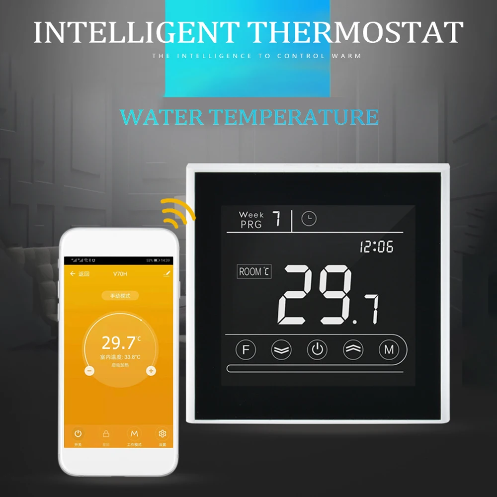 

Hot V70.03H WIFI Intelligent Temperature Controller LCD Water Heating Thermostat Wall-hanging Stove with Amazon Alexa Google Hom