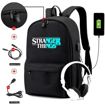 

Stranger Things Luminous Backpack Boys Girls Back to School Casual Shoulder Backpack Usb Charging Teenager Travel Bag