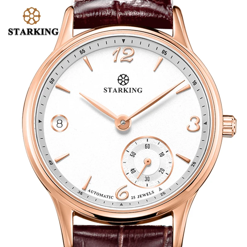 STARKING, женские часы с автоматическим заводом, нержавеющая сталь, сапфировое стекло, водонепроницаемые, 5 АТМ, Автоматическая Дата, два циферблата