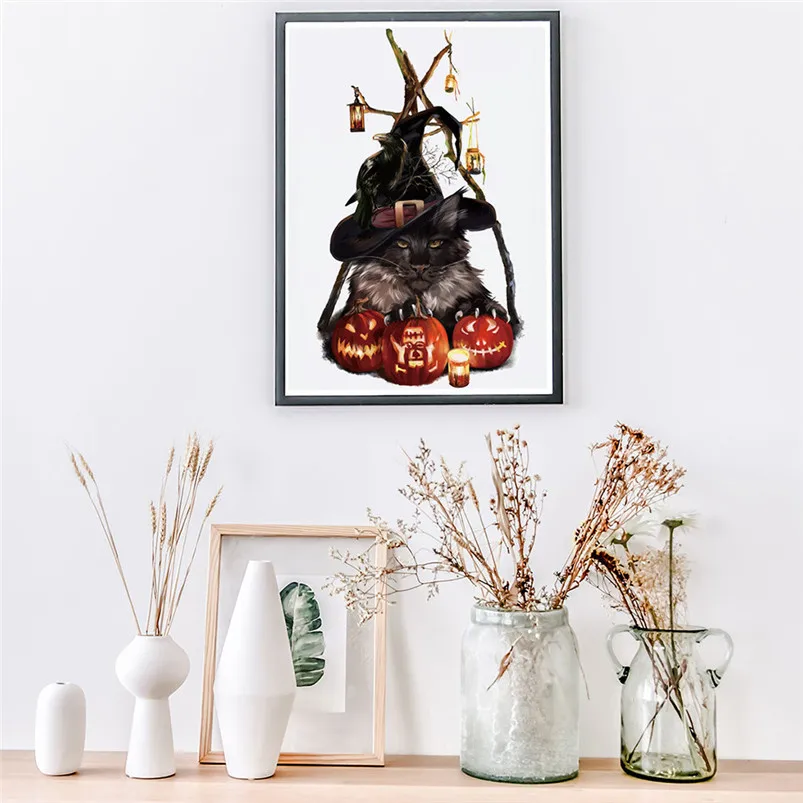 Scary Cat Halloween Wall Sticker Living Room Bedroom Decor Sticker Living Room DIY Vinilos Decorativos Para Paredes 30AUG601