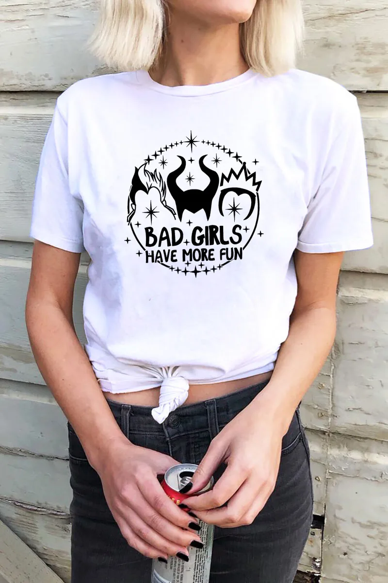 

Bad Girls Have More Fun Women Cool Shirt Funny Villains Tee Malificent Evil Queen Ursula Shirts Matching Squad Goals Tees