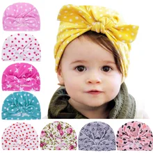 

Children Pure Color Knotted Bunny Ear Hat Baby Boys Girls Dot Hat Kids Knotted Bowknot Hat Accessories