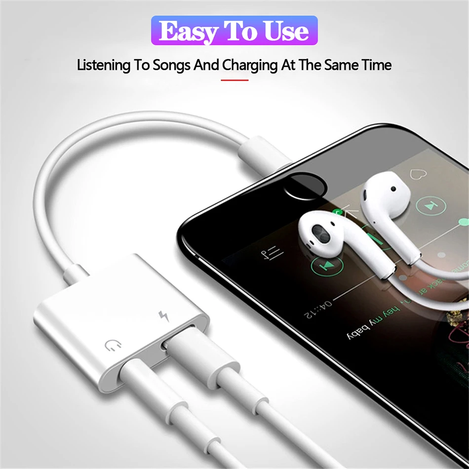 Адаптер Lightning для наушников 3,5 мм аудио кабель для iPhone XS X 7 8 Plus IOS 13 Aux Наушники 2 в 1 разветвитель для зарядки