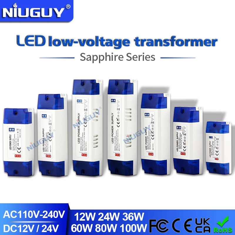 12W 24W 36W 60W LED Driver Transformer 110-240VAC to DC12V/24V, NiuGuy 100W Switching Power Supply for Lights Strips, G4, MR11 модуль planet 2000w crps ac power supply c16 socket 54v dc output 1600 watt poe budget 220 240vac 1000 watt poe budget 110vac for gs 6322 24p4x