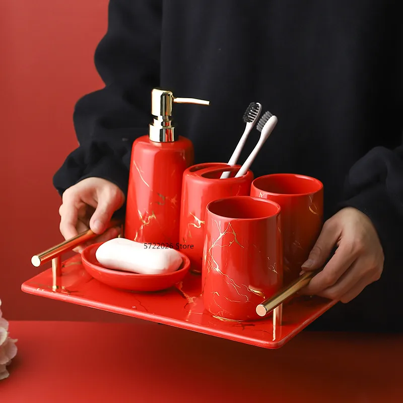 Red Ceramic Bathroom Accessories Rispa