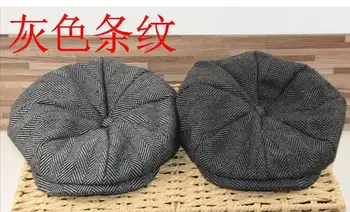 

winter gds new striped caps European and American style men's hat retro style director forward hat