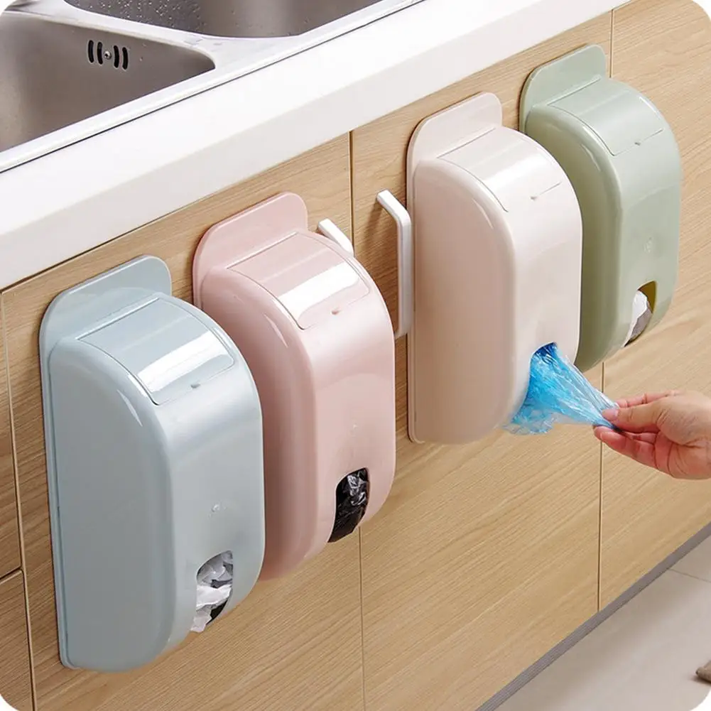 

Large Capacity Nail Wall Mounted Storage Rack with Cover Plastic Storage Box for Kitchen Bathroom Garbage Bags Organize 1pcs