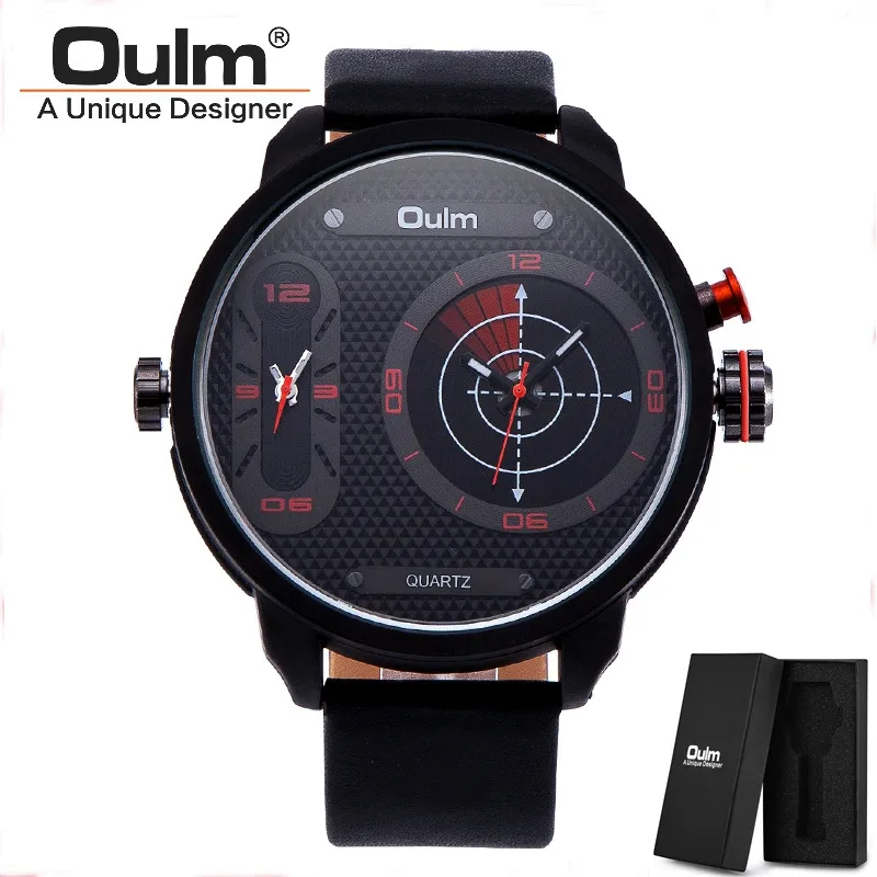 Брендовые новые уникальные дизайнерские часы с 2 часовыми поясами мужские