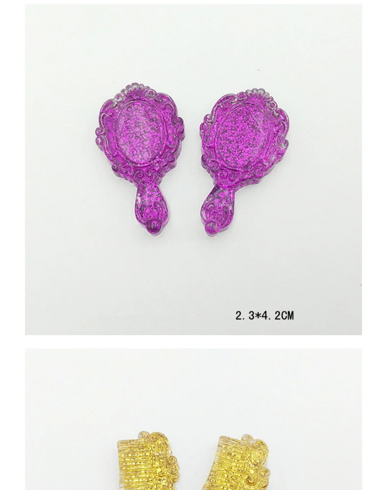 10PCS Glitter Flat Back Resin Accessories DIY Jewelry Decorative Material Colored Comb Mirror Planar Resin Art Craft Supplies