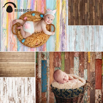 

Allenjoy wood background photography plank board Newborn Baby Shower vinyl Hardwood Texture for food wallpaper photo backdrop