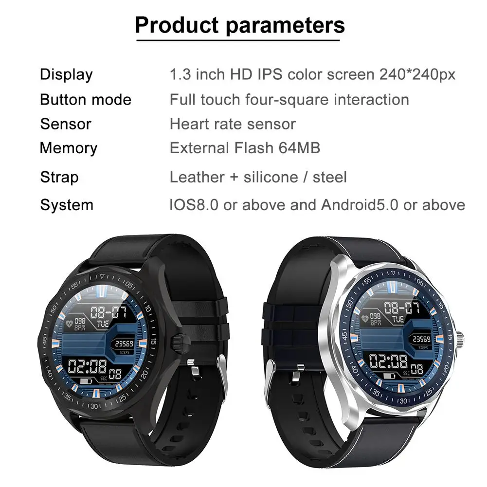 Для SENBONO S09 Bluetooth Смарт часы мужские Круглый сенсорный экран IP68 Водонепроницаемый напоминание о звонках Бизнес Мода Смарт часы