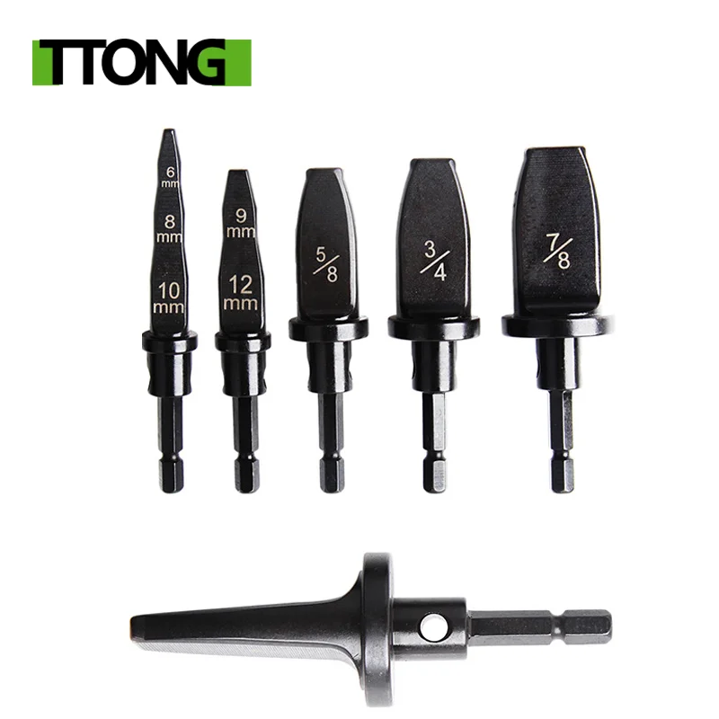 5pcs Copper Pipe Drill Bits Flaring Hex Handle Practical Tube Expander