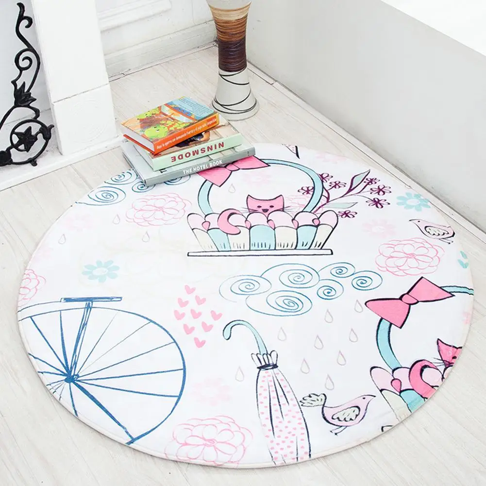 70cm Studyset нескользящий коврик круглой формы с мультяшным принтом детский игровой коврик для спальни домашний декор - Цвет: 70cm