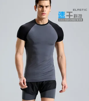 

Men's Short Sleeve T-Shirt Set 2 Men's Sportswear Jogging Fitness Foundation Shirt Leggings Rashguard Brand Clothing