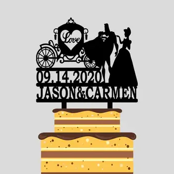 

Personalized Disney Wedding Cake Topper Custom Name Date Superman and Cinderella Cake Topper For Wedding Cake Decoration YC198