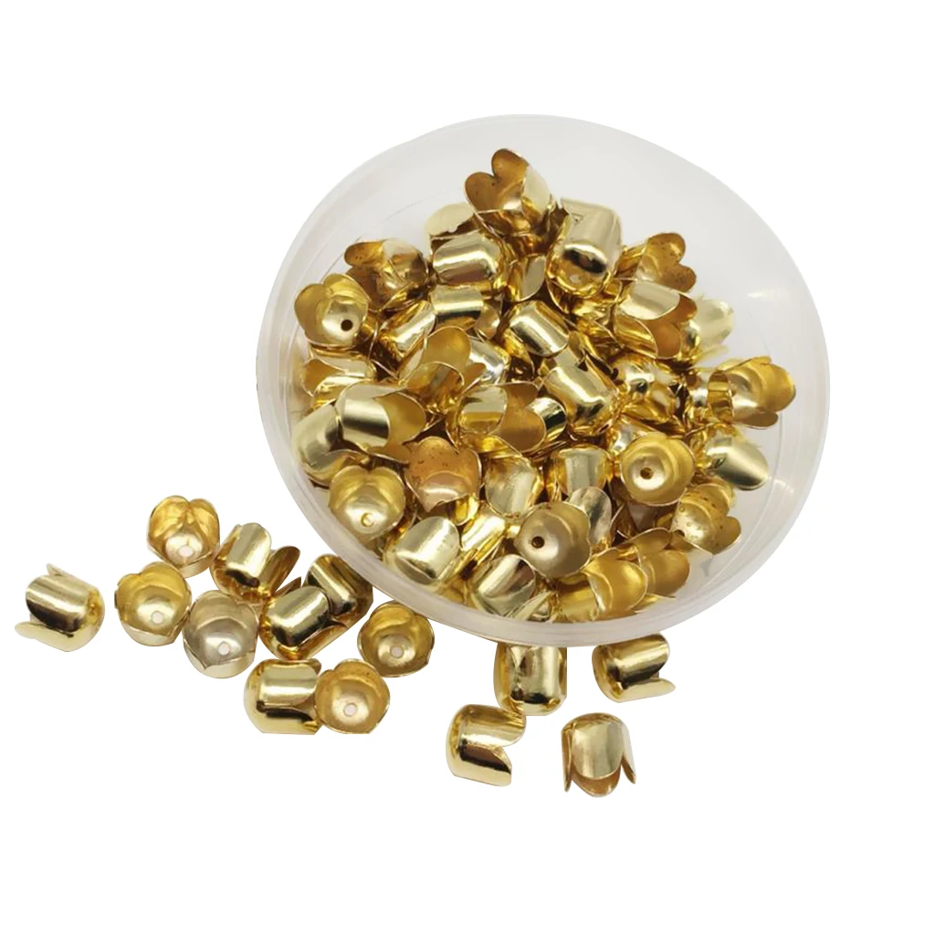 100 Pieces Leather Cord End Caps Tassel Caps Beads Covers For DIY Jewelry Making Findings,(8x8mm)