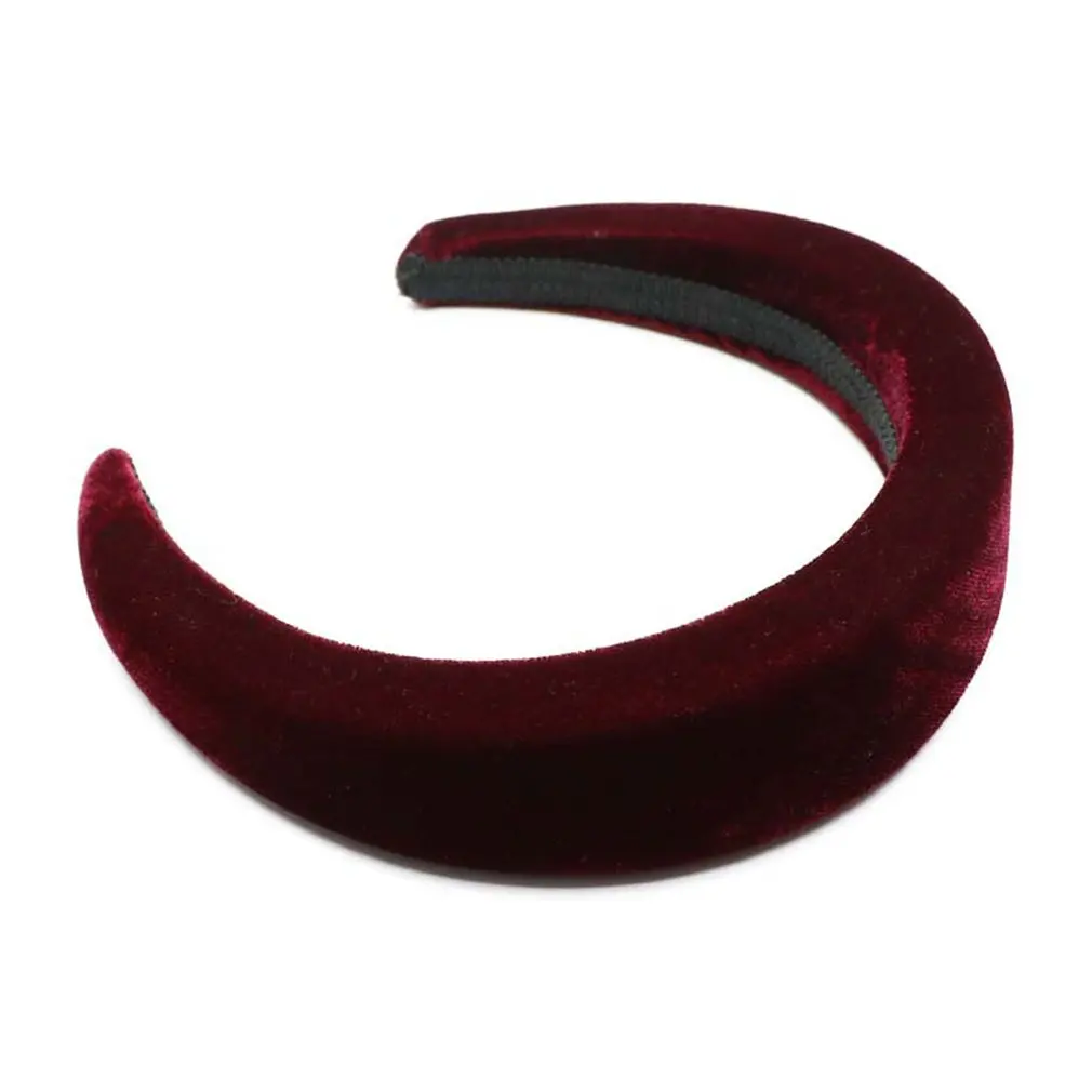 Europe And America Colorful Flannel Sponge Cloth Headband Wide-Brimmed Fabric Headband Hairpin Hair Band - Цвет: Wine red