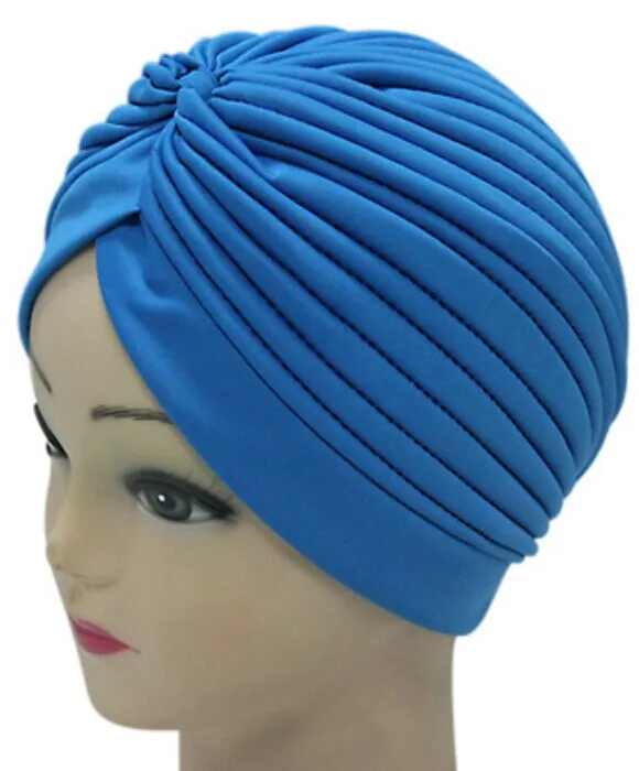 Женская эластичная шапка тюрбан с перекрестной головкой, бандана для химиотерапии, мусульманский шарф, простые хиджабы, шапки, этнические, черные, синие, модные головные уборы - Цвет: 28