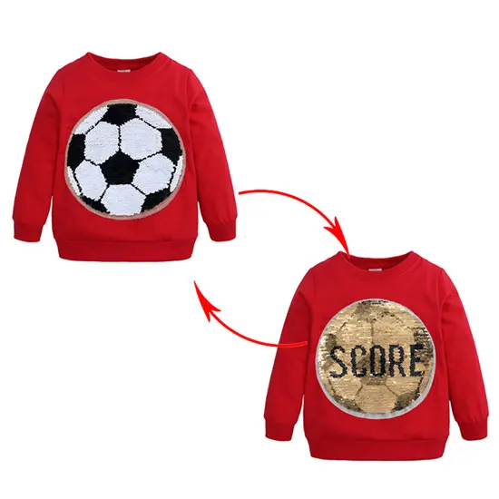 Обесцвечивающий Детский свитер с пайетками для футбола Топы с длинными рукавами для активного отдыха; сезон весна-осень; детская одежда для мальчиков - Цвет: Red