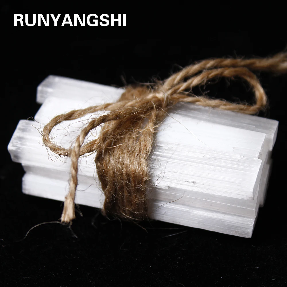 Runyangshi 10 шт. натуральный селенит кристаллическая палка чипы гипса белый кварц грубые минералы Образец Точка